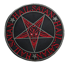 RED HAIL SATAN GRAY PENTAGRAM PATCH EMBROIDERED PATCH