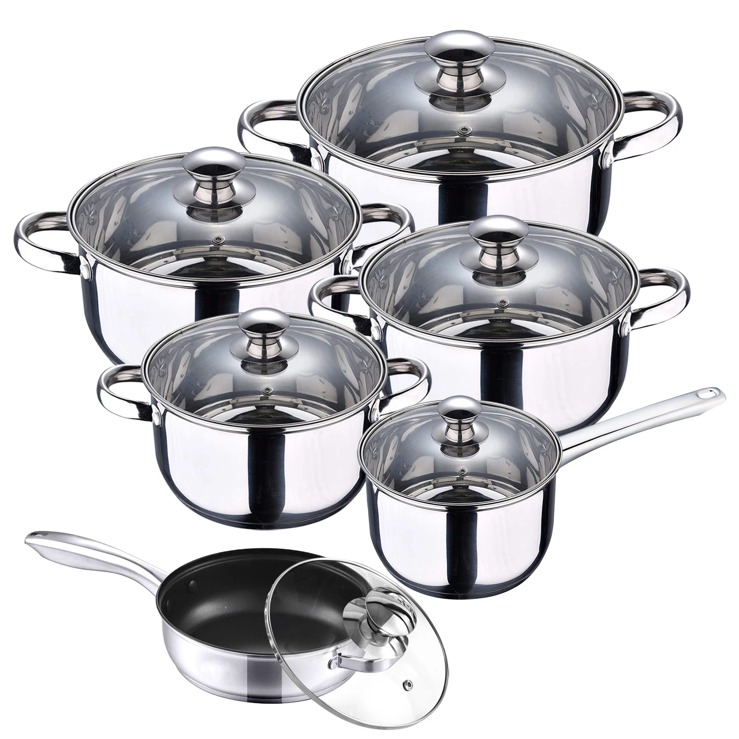 12Pc Stainless Steel Casserole Saucepan Stock Pot Set Kitchen Induction Cookware
Opens in a new wind