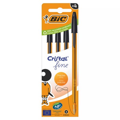 3086123734616 BiC Cristal Fine Długopis 4 sztuki BIC