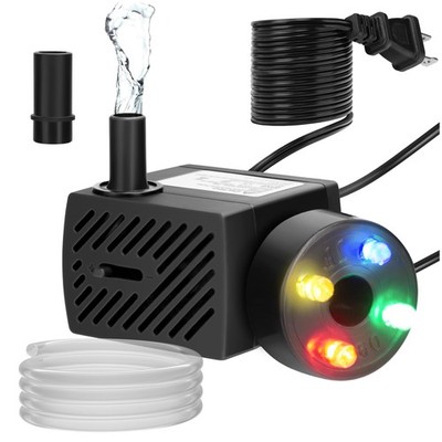 DaToo Mini Submersible Fountain Water Pump With LED 95GPH 5W(4 LED), Black