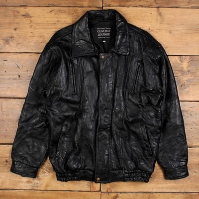 Vintage Navarra Lederjacke XL 90er Bomber Patchwork schwarz