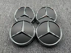 AMG Black Silver Chrome Star 75mm Wheel Center Cap Hub Cap Mercedes-Benz