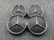 AMG Black Silver Chrome Star 75mm Wheel Center Cap Hub Cap Mercedes-Benz