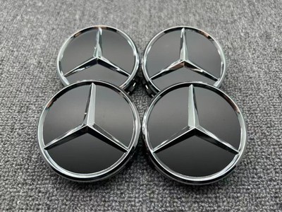 AMG Black Silver Chrome Star 75mm Wheel Center Cap Hub Cap Mercedes-Benz
