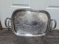 VINTAGE Briarcliff ONEIDA Ltd USA  Silverplate Rectangle Serving Tray Patina