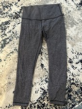 Lululemon Womens Wunder Under Grey Herringbone Knit Leggings Size 8