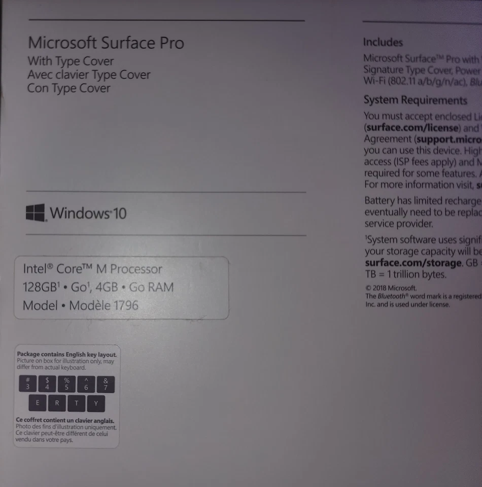 Microsoft Surface Pro (5th Gen, 1796) Intel Core M 4GB RAM / 128GB, 2017 model - Image 2 of 4