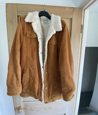 Denim Co. Women’s Brown Corduroy Sherpa Lined Button Jacket Coat Size 12