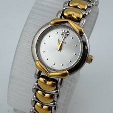 VTG Bulova Quartz Watch 98P11 Women Dual Tone Diamond Analog New Battery 5.75"