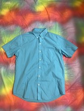 Van Heusen Light Blue Plaid Dress Shirt Size Medium 15-15 1/2