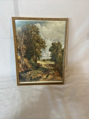 Vintage gerahmter The Cornfield Druck vom Künstler John Constable 42 x 32 cm