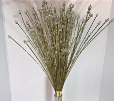 Fall Autumn Harvest Floral Bling Gold Beaded Picks Wired Holiday Home Decor 20"