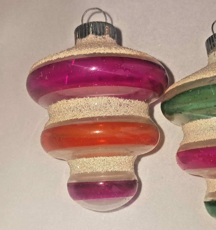 (4) Antique Shiny Brite Ornaments UFO Atomic Tornado HEAVY MICA ~ NICE! ~ L@@K!