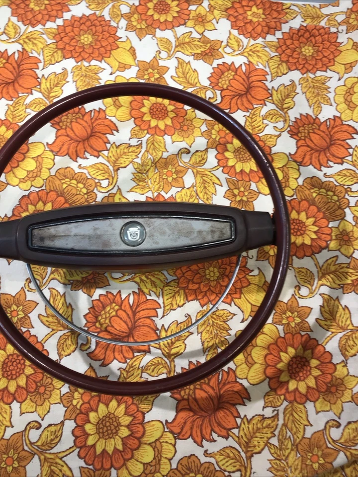 1968 Ford Mustang Galaxie Steering Wheel Horn Button Maroon Red OEM Vintage - Image 3 of 4