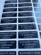 100 WARRANTY VOID TAMPER EVIDENT BLACK HOLOGRAM STICKERS SEALS W/ SERIAL NUMBERS