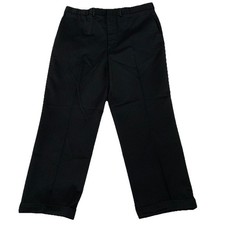 Lands  End Traditional Fit Pants Flat Front Straight Leg Navy Blue 40x30 Cuffed