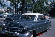 #XX136-g Old 35mm Slide Photo- Big Car- Red Kodachrome 1950s