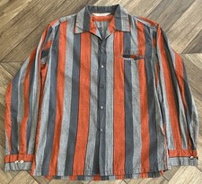 Vintage 50s 60s McGregor Open Collar Shirt Vertical Rockabilly Stripes Very Rare