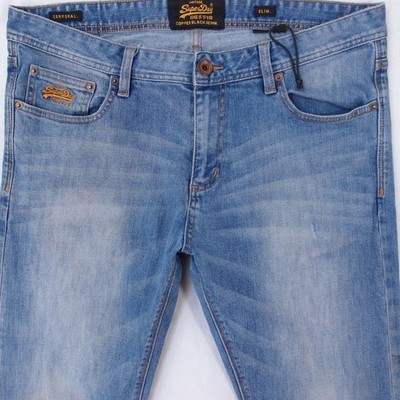 Mens SuperDry CORPORAL SLIM Stretch Slim Straight Blue Jeans W36 L36