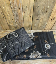 Single Duvet Bed Bundle Black Embroidered with Sequin Sham HMO AirBNB JobLot £30