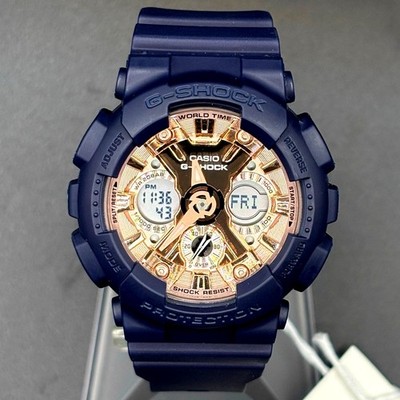 Casio G-Shock GMA-S120MF-2A2 Navy Blue Rose Gold Women s Watch NIBWT
