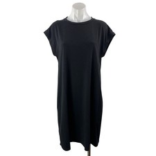 Eileen Fisher Women's Black Short Sleeve Crew Neck T Shirt Tee Mini Dress XS