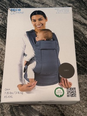 NIB Beco Gemini Baby Carrier - 0m+, 7-35 lbs., XS-XXL  Adjustable Seat Grey