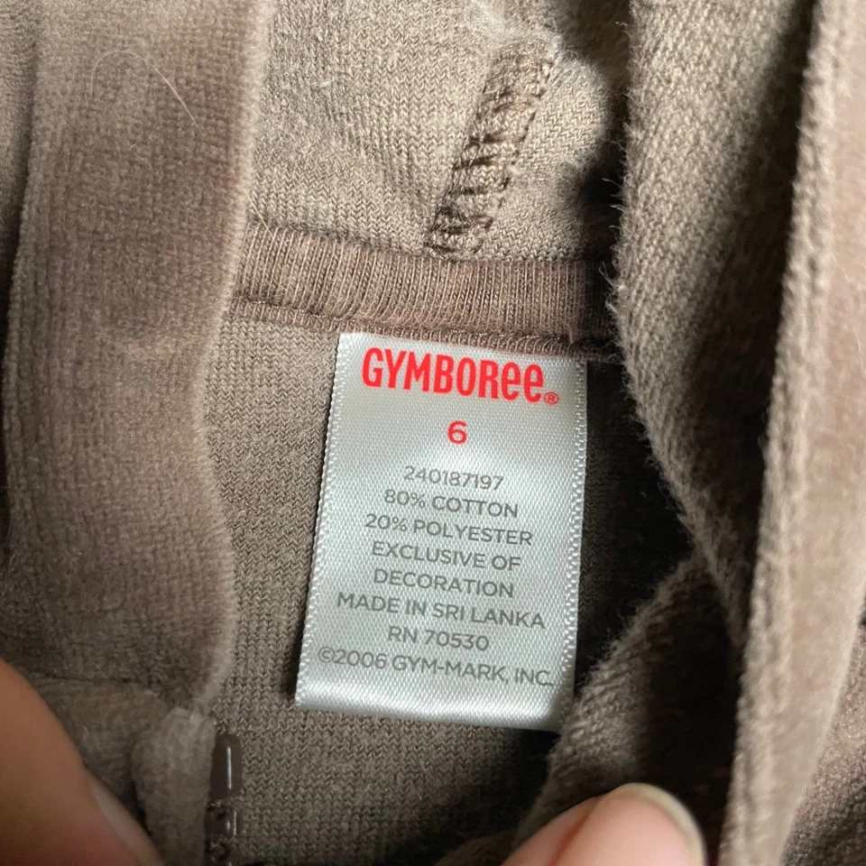 Sudadera con Capucha Vintage Y2K Gymboree Terciopelo Cremallera Completa Bordada Marrón Niñas Talla 6 Foto 4 de 4