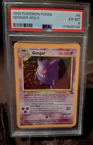 Pokémon Gengar 5/62 Fossil Holo Rare Unlimited PSA 6 Trading Card