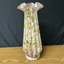 Fenton Pink And Green Aventurine Vasa Murrhina GIANT 14.5” Vase.....BEAUTIFUL!!!