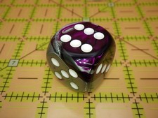Jumbo 30mm D6 Gemini Purple Steel White Dice  Huge RPG DnD MTG Counter  Chesse