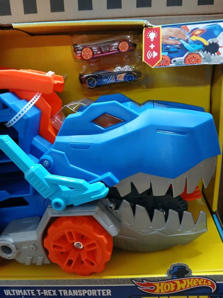 T-Rex Transporter Car Track Set Dino Stomping Action Race Track Hotwheels Mattel - Image 2 of 4