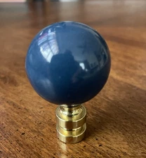 Preowned Vintage Navy Blue Ceramic Ball Lamp Finial