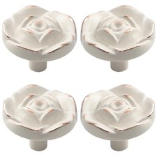 Rose Flower Dresser Knobs, 4 Pack Vintage Zinc Alloy Rose Cabinet Pulls and...