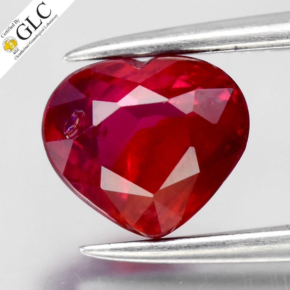 💎 GLC CERTIFIED 1.08ct Heart Natural Red Ruby - Unheated, Mozambique Gemstone