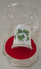 *COLLECTIBLE - Bunch of Clovers - Floral Decoration - BONE CHINA THIMBLE. Boxed*