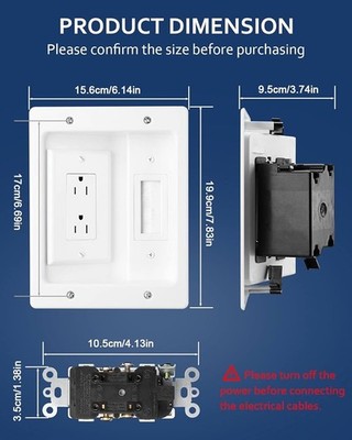 In Wall Cable Management Kit For Tv Recessed Outlet Wall Plate Cable Pass Thru