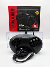 Sega Genesis 6 Button Controller Black - retro-bit brand, BIG6 Arcade Pad with U