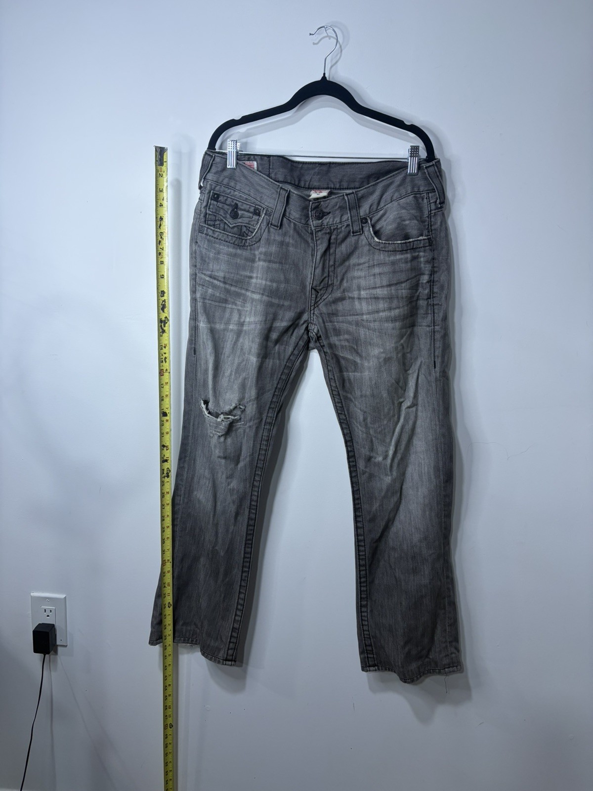 True Religion Jeans Men Size 33 Gray Flap Pockets World Tour Ricky thumbnail 3