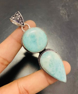 Amazonit Edelstein 925 Sterling Silber Handarbeit Anhänger Schmuck Geschenk für die Liebe