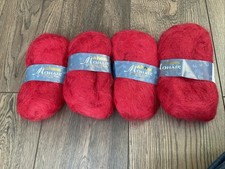 Vintage Patons 76% Mohair Wool Yarn 4 x 50g Balls Red