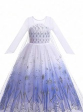 Princess Long Sleeve /White Tulle Dress Snowflake Pattern For Young Girl Size 7