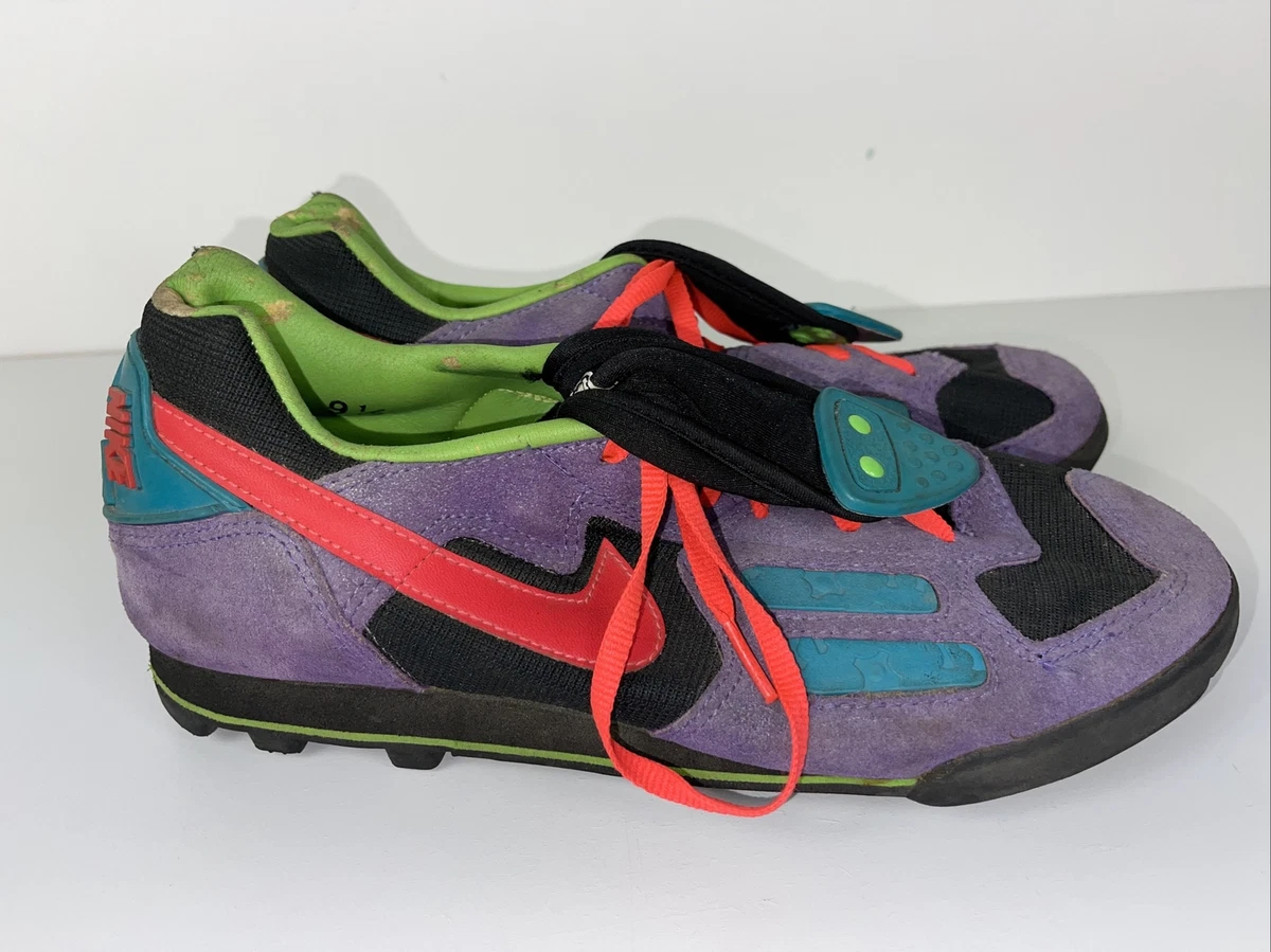 Vtg Nike Echelon Biking Hiking Suede Shoes Womens Sz 9.5 Purple Neon 1990 VG