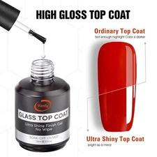 Vanfa Gel Polish Glass Top Coat Super Shine No Wipe 0.5 Oz T004 *Pick any Pack*