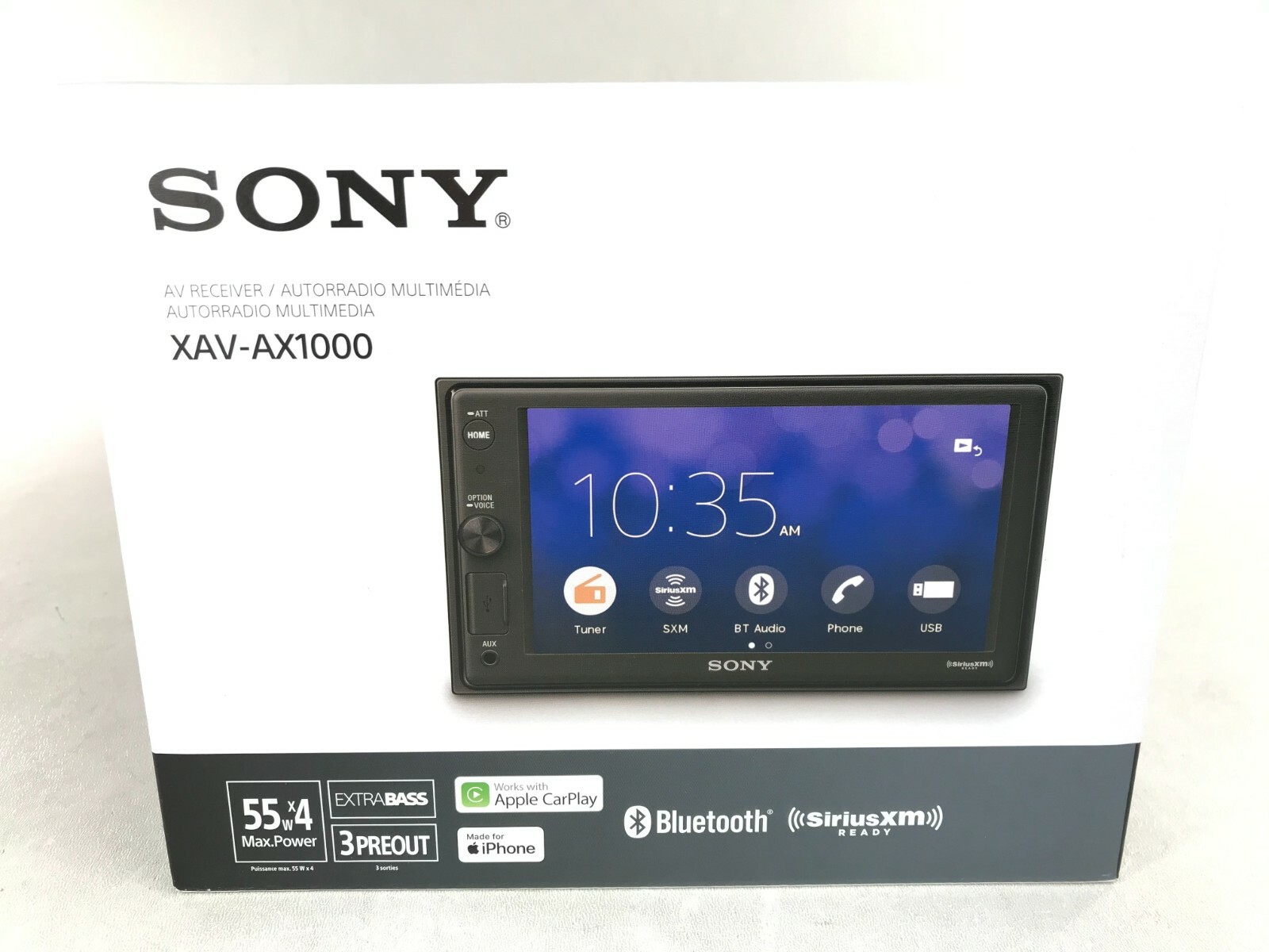 Sony XAVAX1000 Bluetooth Multimedia Apple CarPlay iPhone AM FM XM USB
