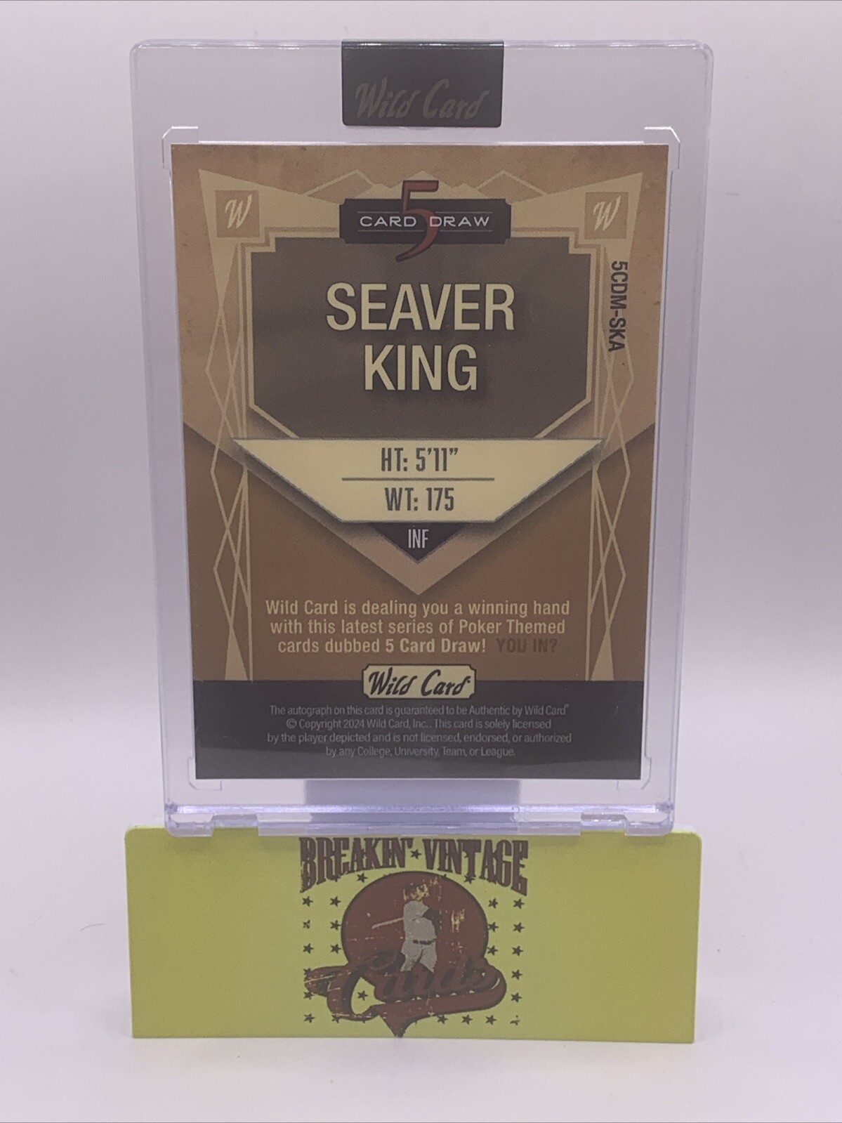 2024 WILD CARD 5 CARD DRAW Seaver King 1/1 Auto Wash Nats view 3