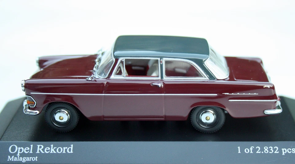 Opel Rekord P2 Limousine Bj. 1960-1963, Rosso Scuro, Minichamps-Modell Im M.1 : - Immagine 4 di 4