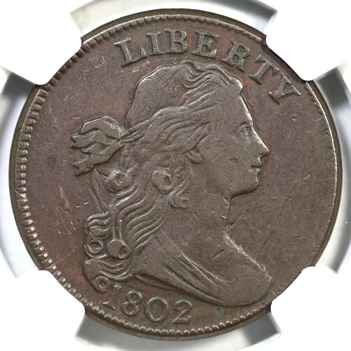 1802 S-240 R-3 NGC VF 30 Draped Bust Large Cent Coin 1c