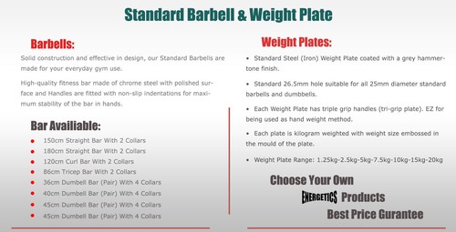 Barbell Bar - Dumbell Bar - Tricep Bar - Ez Curl Bar - Weight Plates Weight Bar - Picture 2 of 8