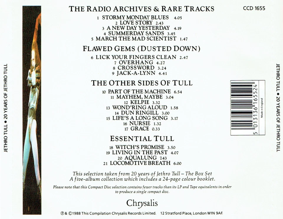 (CD) Jethro Tull – 20 Years Of Jethro Tull - Locomotive Breath, Aqualung, u.a. - Bild 2 von 2